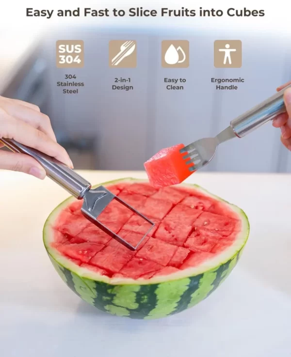 Reinmoson 2 Pack Watermelon Fork Cutter Slicer Tool