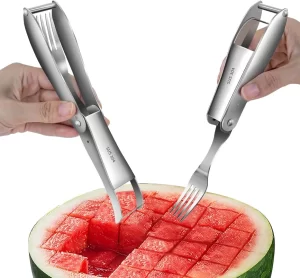 Reinmoson 2 Pack Watermelon Cutter with Retractable Fork